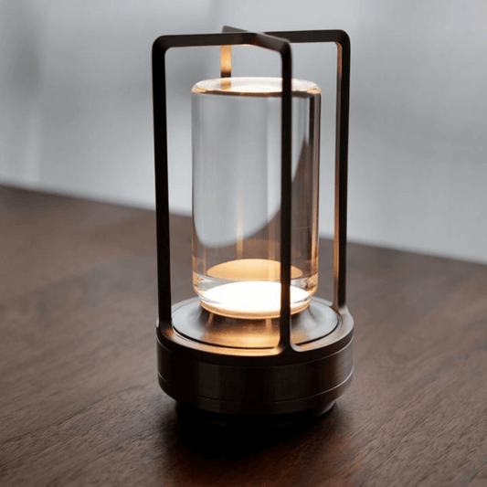 Lampa stołowa LED z kryształowym kloszem i regulacją jasności USB
