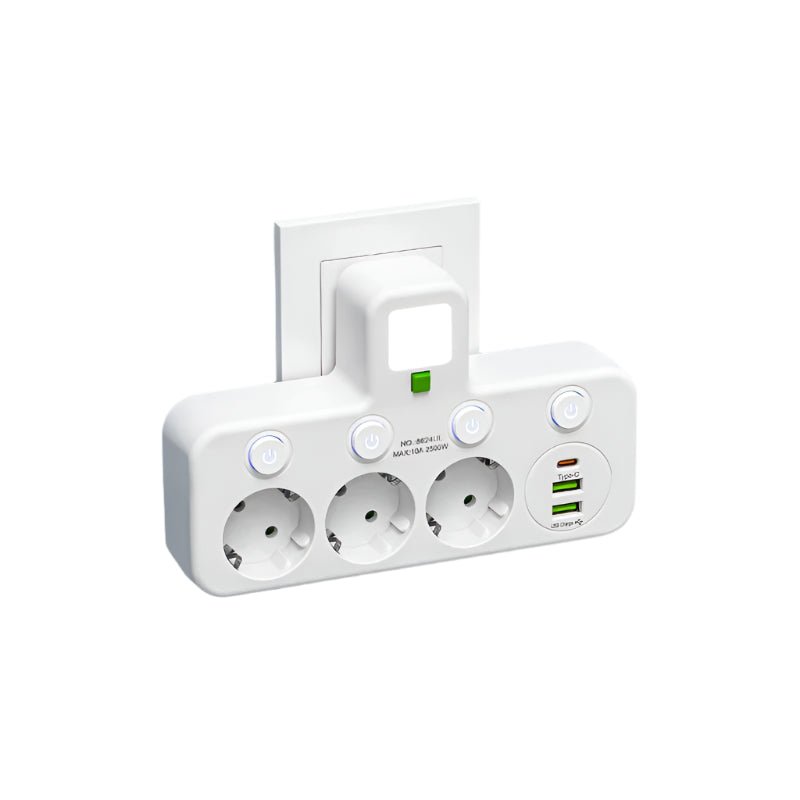Listwa Zasilająca z 4 Gniazdami, Portami USB i Zabezpieczeniem Dziecięcym