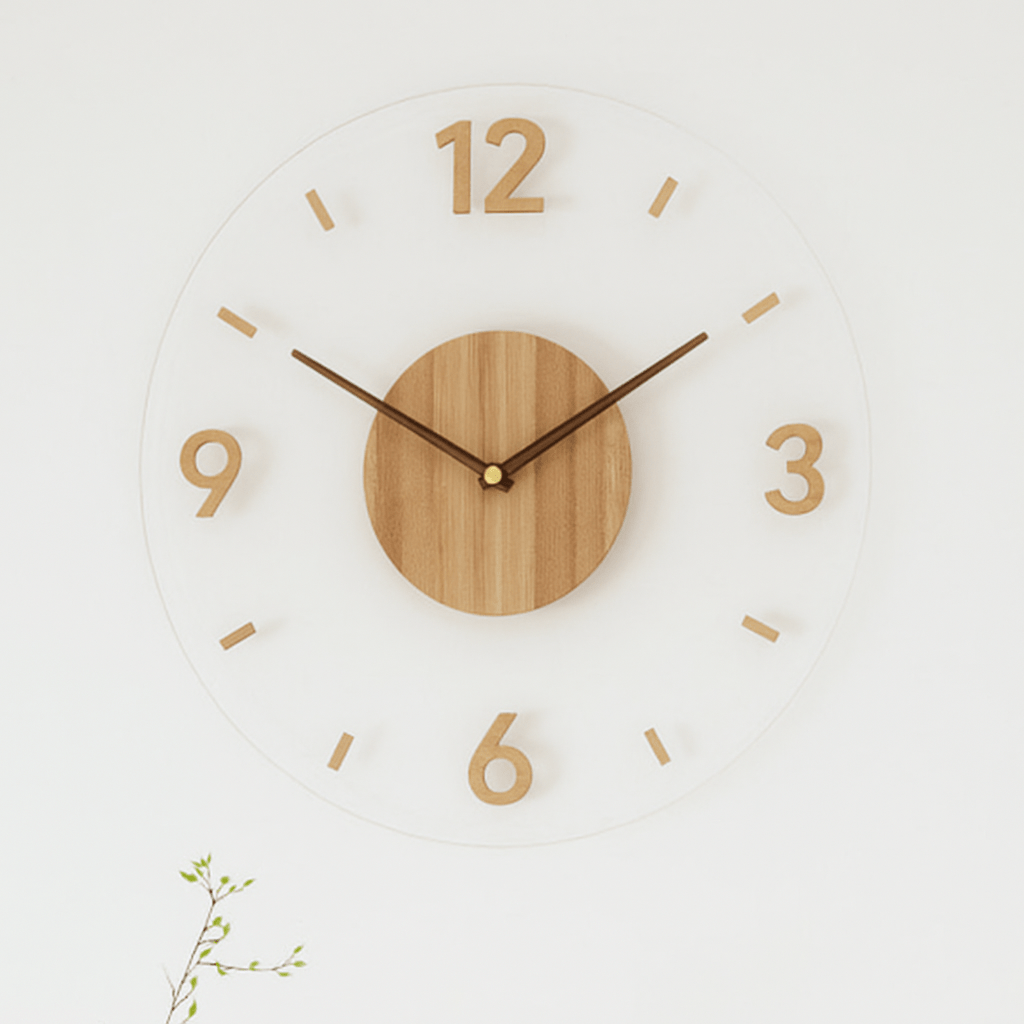 Drewniany Zegar Ścienny 35 cm w Stylu Skandynawskim z Mechanizmem Kwarcowym