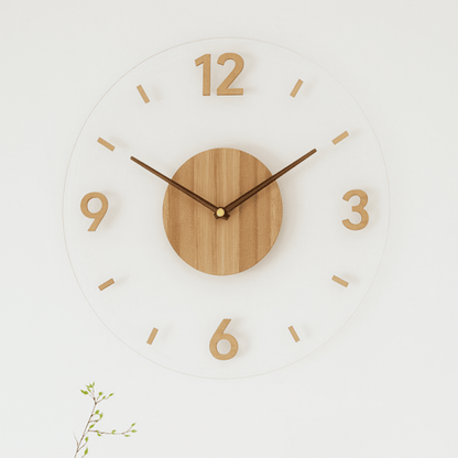 Drewniany Zegar Ścienny 35 cm w Stylu Skandynawskim z Mechanizmem Kwarcowym