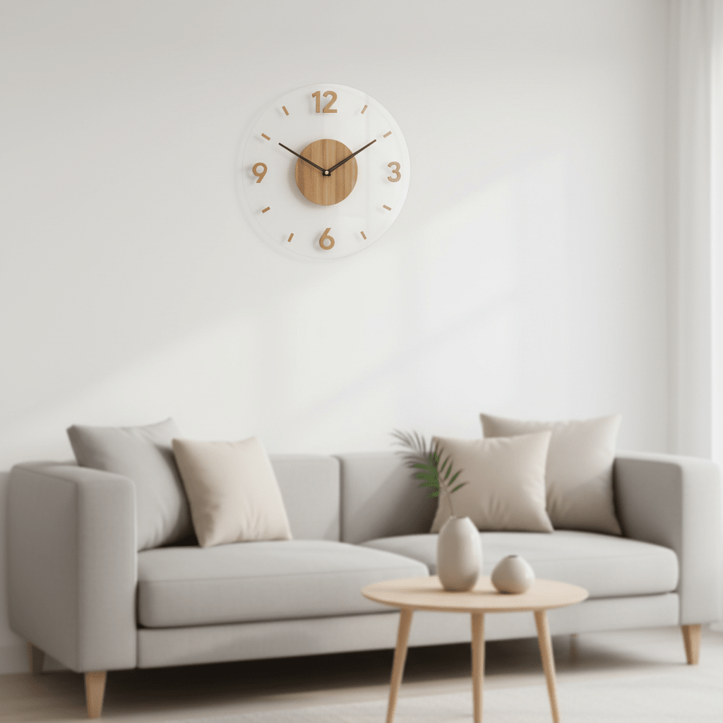 Drewniany Zegar Ścienny 35 cm w Stylu Skandynawskim z Mechanizmem Kwarcowym