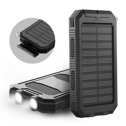 Power Bank Solarny 10000 mAh z Podwójnym Portem USB i Latarką LED