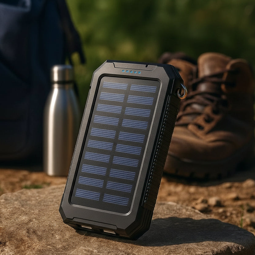Power Bank Solarny 10000 mAh z Podwójnym Portem USB i Latarką LED