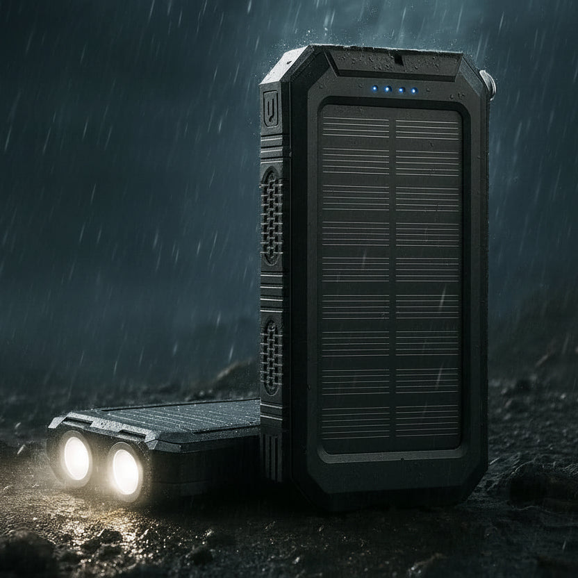 Power Bank Solarny 10000 mAh z Podwójnym Portem USB i Latarką LED