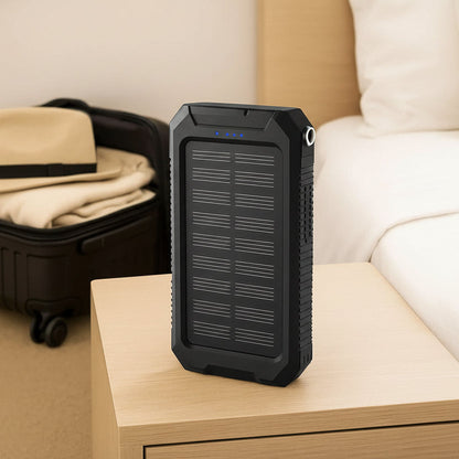 Power Bank Solarny 10000 mAh z Podwójnym Portem USB i Latarką LED