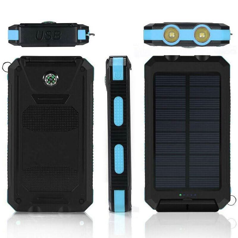 Power Bank Solarny 10000 mAh z Podwójnym Portem USB i Latarką LED