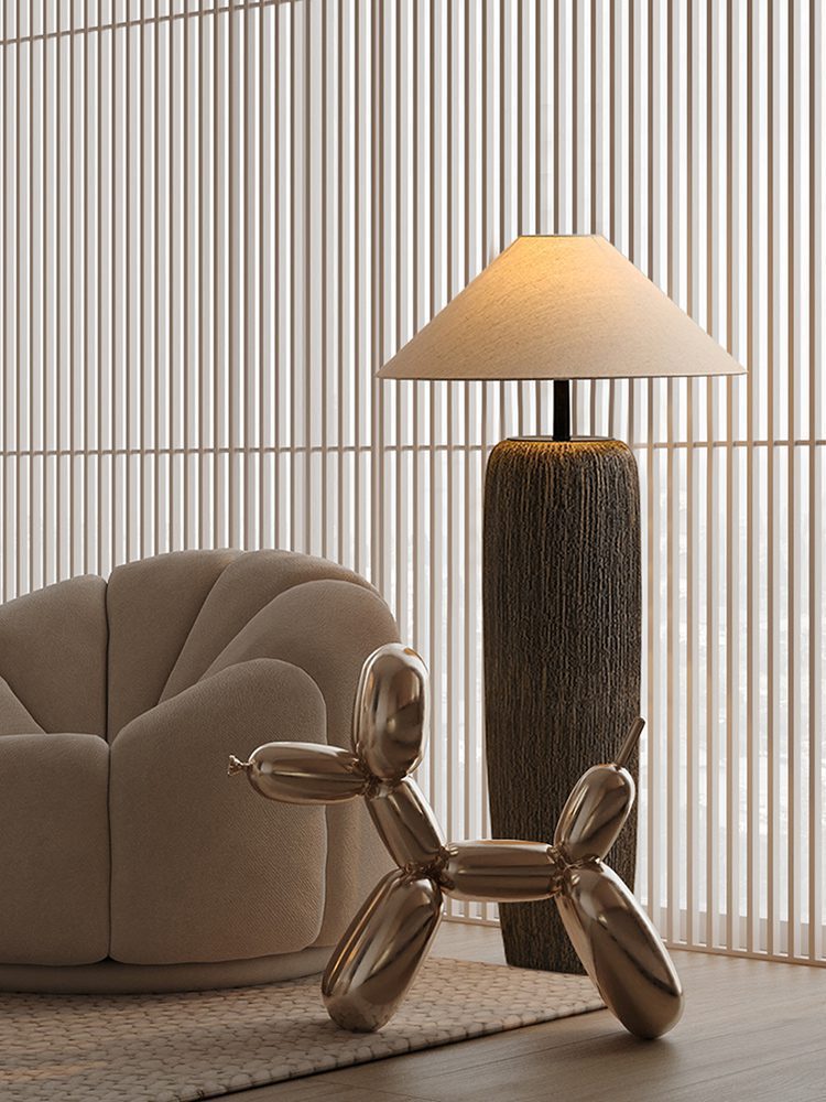 Lampa podłogowa z oprawą E27, metalowo-ceramiczna konstrukcja, oświetlenie do wnętrz