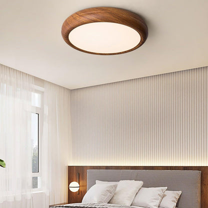 Plafonnier LED avec veinures de bois
