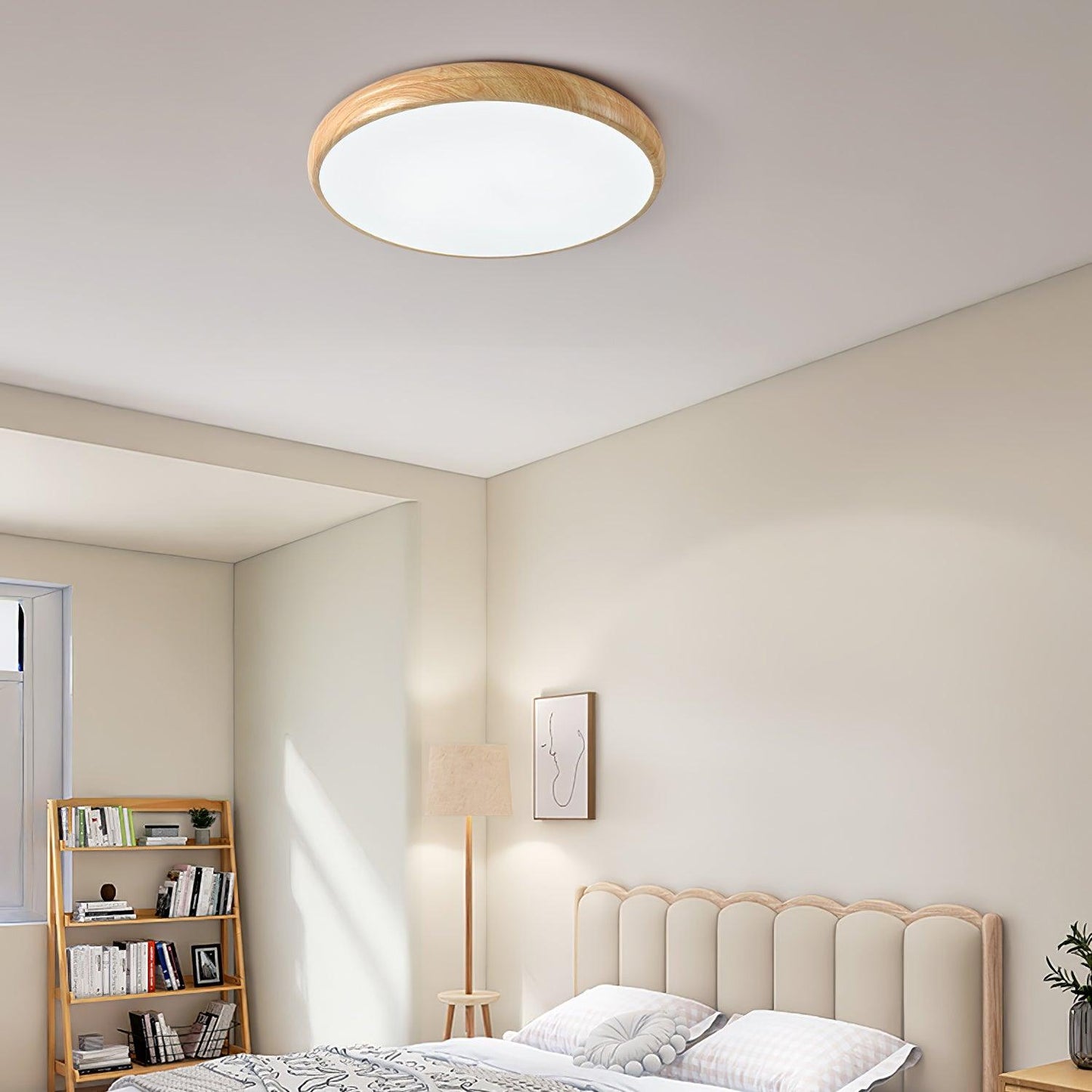 Plafonnier LED avec veinures de bois