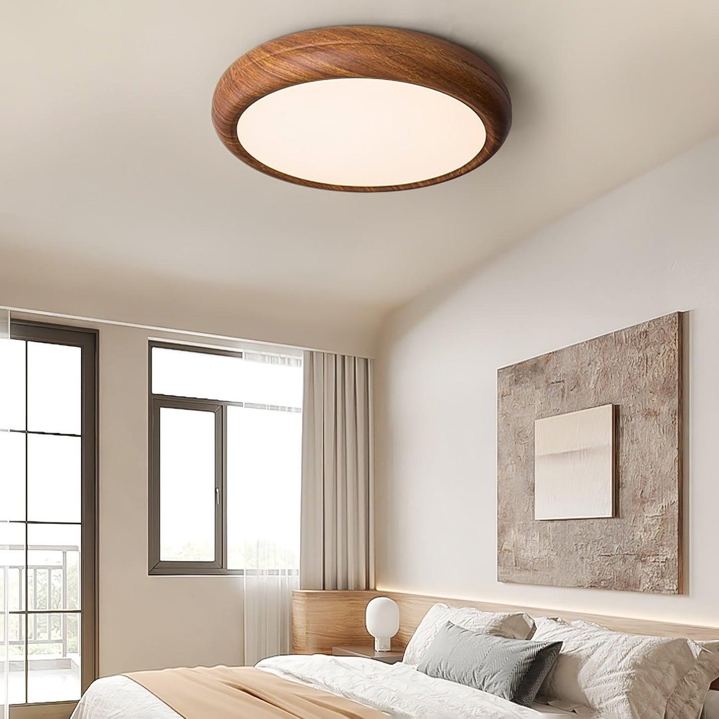 Plafonnier LED avec veinures de bois