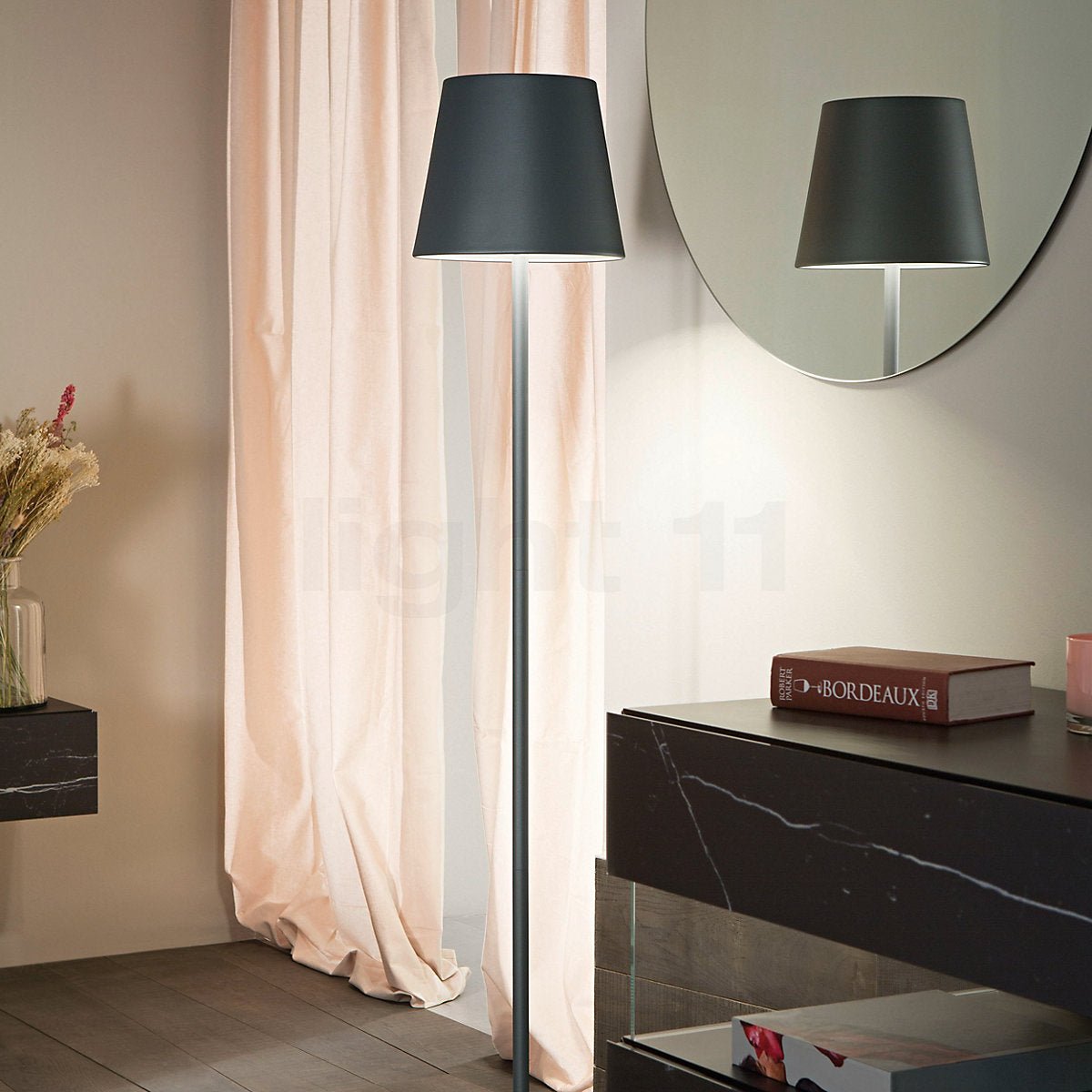 Lampa podłogowa LED akumulatorowa z regulacją wysokości, 3000K