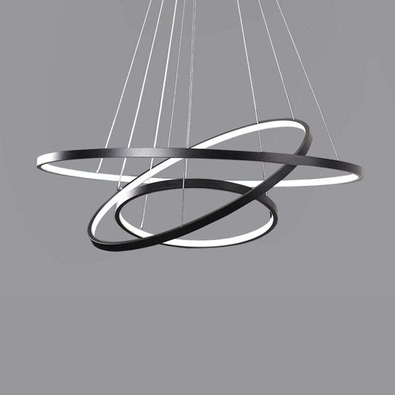 Lampa wisząca LED z trzema pierścieniami i pilotem do regulacji światła
