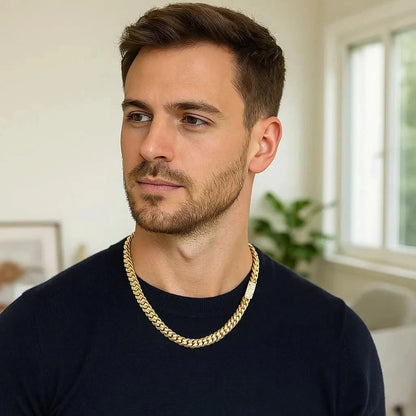 Łańcuszek Typu Miami Cuban Link 8 mm z Powłoką Srebrną i Zapięciem Skrzynkowym