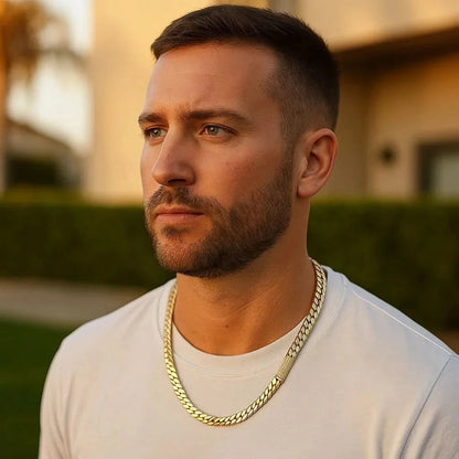 Łańcuszek Typu Miami Cuban Link 8 mm z Powłoką Srebrną i Zapięciem Skrzynkowym