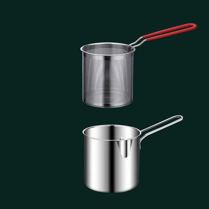 Garnek do Frytowania ze Stali Nierdzewnej z Pojemnością 1200 ml i Uchwytem Ochronnym