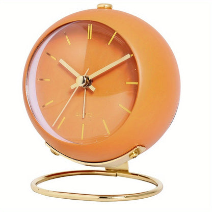 Analog alarm clock with a metal case