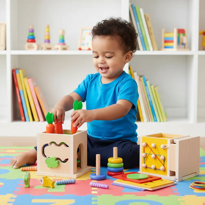 Zabawka Edukacyjna Drewniana 8w1 dla Niemowląt typu Montessori