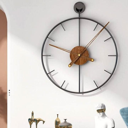 Wall clock with a linear metal frame