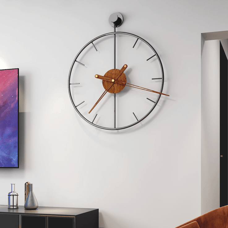 Wall clock with a linear metal frame