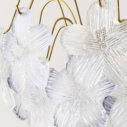 Żyrandol szklany witrażowy z motywem kwiatowym i oprawą E14 do salonu