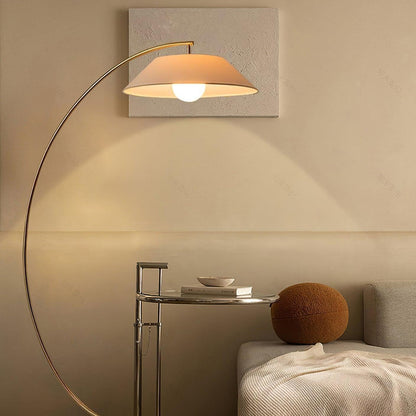 Lampa podłogowa E27 z materiałowym abażurem, szerokość 91 cm, wysokość 152 cm