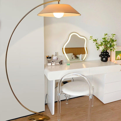 Lampa podłogowa E27 z materiałowym abażurem, szerokość 91 cm, wysokość 152 cm
