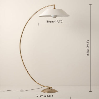 Lampa podłogowa E27 z materiałowym abażurem, szerokość 91 cm, wysokość 152 cm