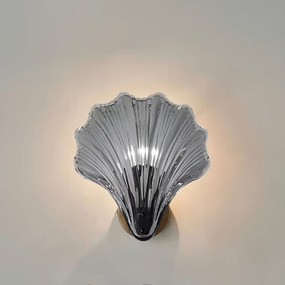 Glass wall sconce, shell, gold base