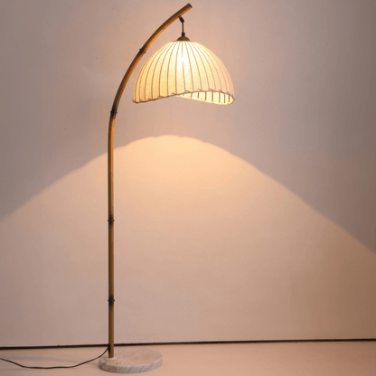 Lampa podłogowa LED E27 z materiałowym abażurem, oświetlenie 5–10 m²