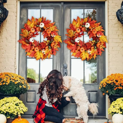 Autumn wreath with pumpkins