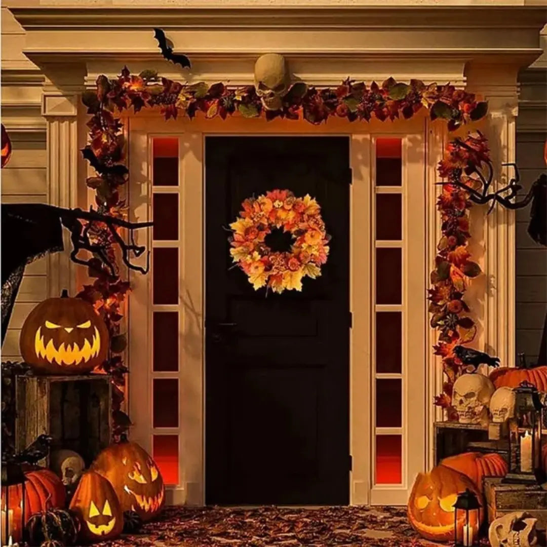 Autumn wreath with pumpkins