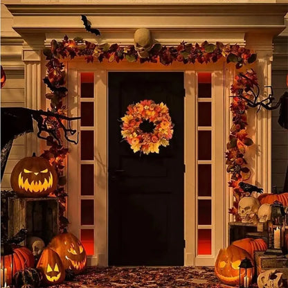 Autumn wreath with pumpkins