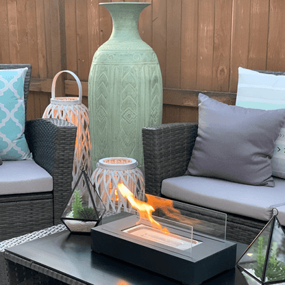Cheminée au bioéthanol avec protection en verre