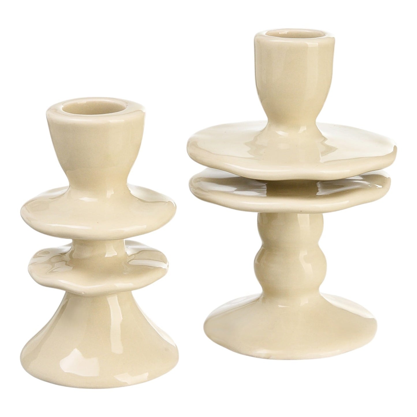 Fluted ceramic candle holders (2 pcs.)