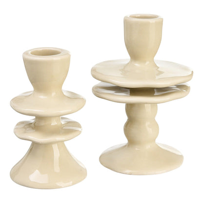 Fluted ceramic candle holders (2 pcs.)