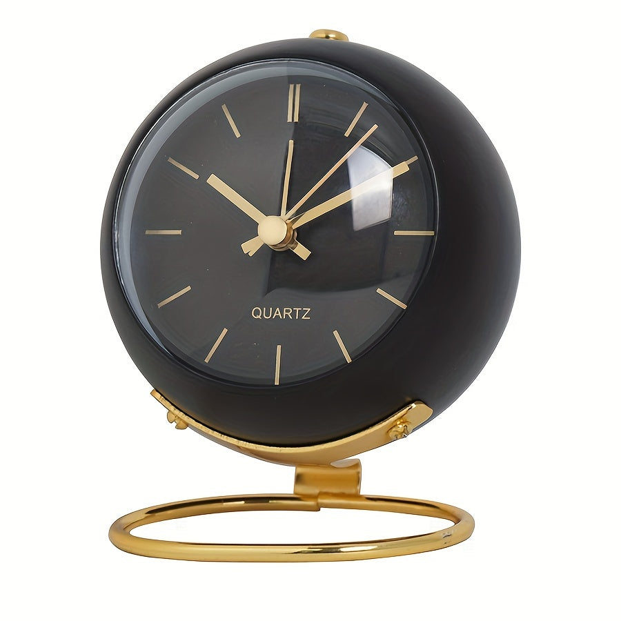 Analog alarm clock with a metal case