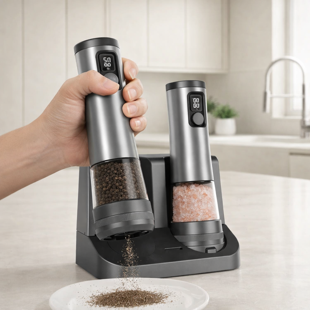 Electric salt and pepper grinders