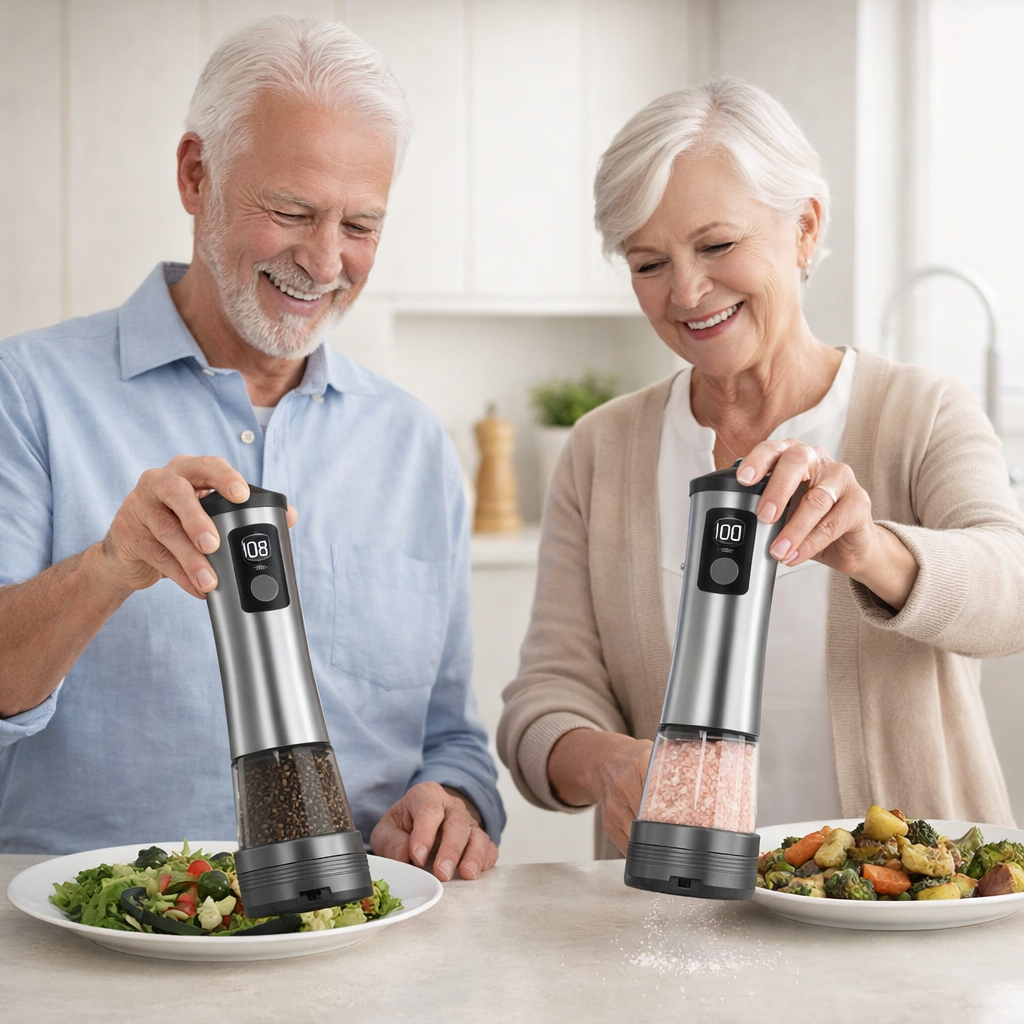 Electric salt and pepper grinders