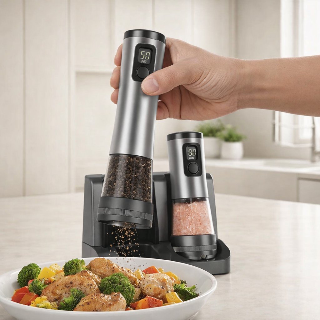Electric salt and pepper grinders