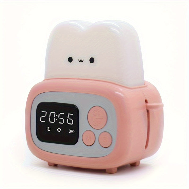 Digital alarm clock with timer and rechargeable battery