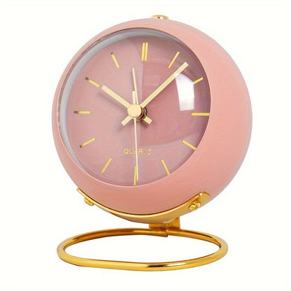 Analog alarm clock with a metal case