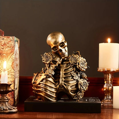 Skeleton couple figurine with roses