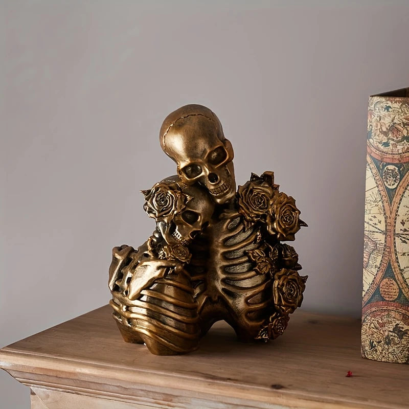Skeleton couple figurine with roses