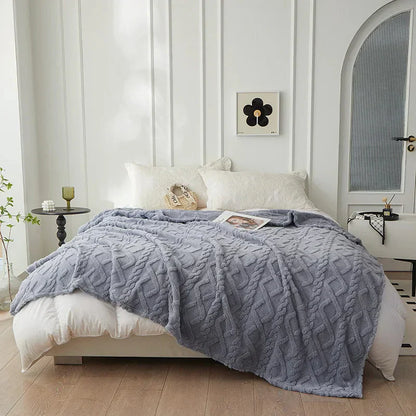 Flannel blanket with a wool-like texture