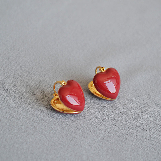 Boucles d’oreilles cœur avec pierres synthétiques