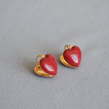 Boucles d’oreilles cœur avec pierres synthétiques