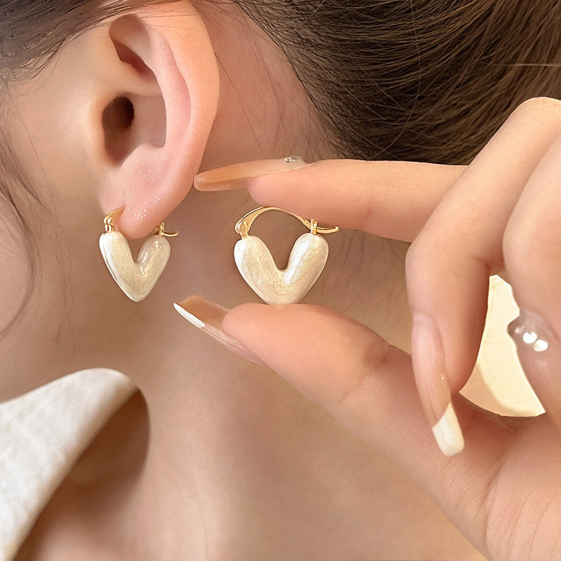 Boucles d’oreilles cœur avec pierres synthétiques