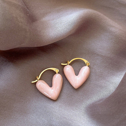 Boucles d’oreilles cœur avec pierres synthétiques