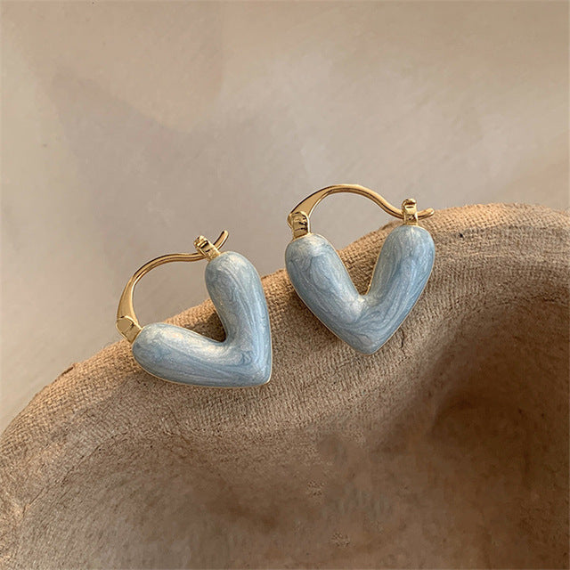 Boucles d’oreilles cœur avec pierres synthétiques