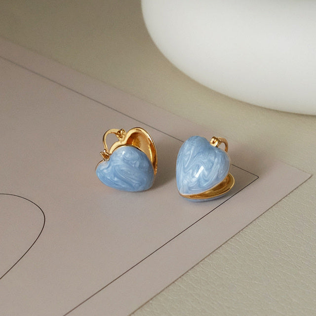 Boucles d’oreilles cœur avec pierres synthétiques